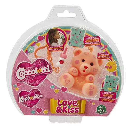 Giochi Preziosi Coccolotti LoveKiss, Orsetti da Collezione con Cuore Luminoso, Biberon e Portachiavi, 6 Colorazioni Disponibili, Giochi Bambini 4 Anni in Su, Ideali Come Gadget Compleanno Bambini