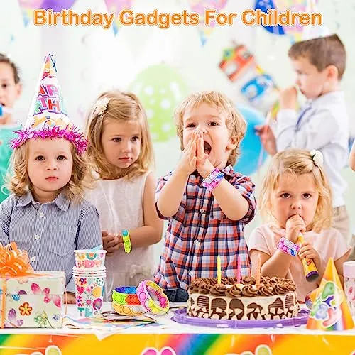 Coicok 30 Pezzi Arcobaleno Bracciale in silicone, Push Bubble Bracelets Fidget Toys, Giocattoli antistress per adulti e bambini, Gadget compleanno bambini, Regalini compleanno bambini invitati