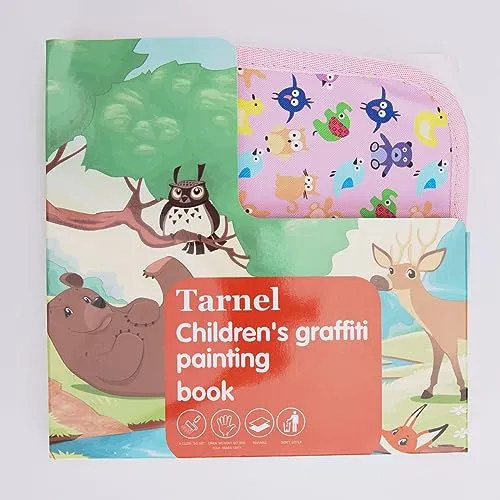 Tarnel Portatile da Disegno per Bambini, Doodle Giocattoli, Riutilizzabile Libro di Pittura, 12 Penne Colorate Cancellabili,14 Pagine, ABS
