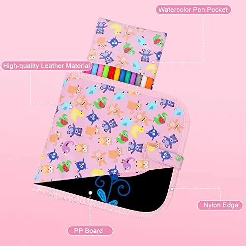 Tarnel Portatile da Disegno per Bambini, Doodle Giocattoli, Riutilizzabile Libro di Pittura, 12 Penne Colorate Cancellabili,14 Pagine, ABS