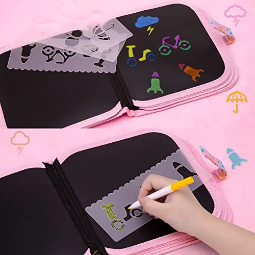 Tarnel Portatile da Disegno per Bambini, Doodle Giocattoli, Riutilizzabile Libro di Pittura, 12 Penne Colorate Cancellabili,14 Pagine, ABS