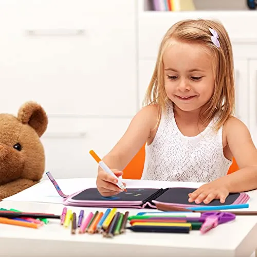 Tarnel Portatile da Disegno per Bambini, Doodle Giocattoli, Riutilizzabile Libro di Pittura, 12 Penne Colorate Cancellabili,14 Pagine, ABS