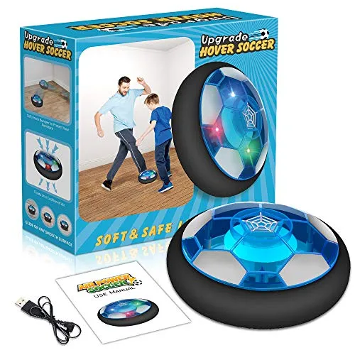 Baztoy Pallone Calcio Fluttuante, Giocattoli Bambini Palla Ricaricabile da Casa con Luci LED Hover Soccer Ball Interno Compleanno Natale Regali per Ragazzi Ragazze Giochi Bimbi 3 4 5 6 7 8 9 10 Anni