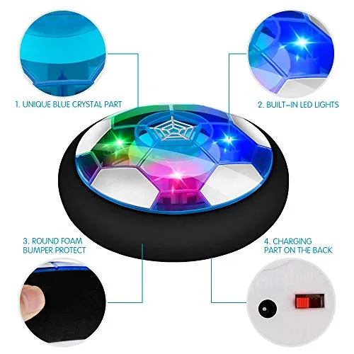 Baztoy Pallone Calcio Fluttuante, Giocattoli Bambini Palla Ricaricabile da Casa con Luci LED Hover Soccer Ball Interno Compleanno Natale Regali per Ragazzi Ragazze Giochi Bimbi 3 4 5 6 7 8 9 10 Anni