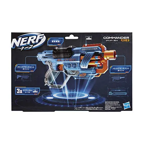 Hasbro Nerf Elite 2.0-Commander RD-6 (blaster con tamburo rotante e 12 dardi inclusi), Multicolore, 6.7 x 36.2 x 24.1 cm