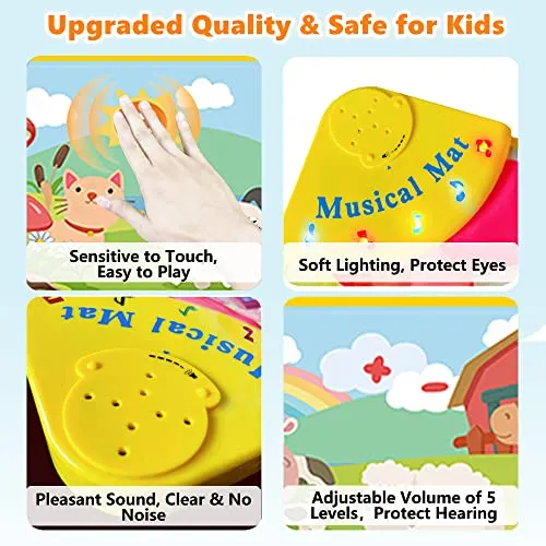 Lobyoh Tappeto Musicale per Bambini con 8 Animali, Piano Regalo di Compleanno, da Danza, Tappetino per Pianoforte, Giocattolo