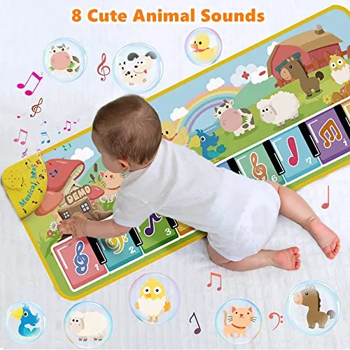 Lobyoh Tappeto Musicale per Bambini con 8 Animali, Piano Regalo di Compleanno, da Danza, Tappetino per Pianoforte, Giocattolo