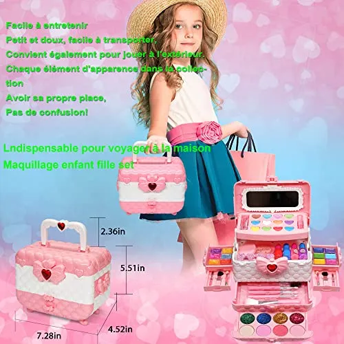 EVACOK Set di Trucchi per Bambini e Bambine, 57 pezzi Set per il Trucco per Bambini, per ragazze, Giocattoli, Halloween, Natale, Regalo di Compleanno per Ragazze 4, 5, 6, 7, 8, 9, 10 anni