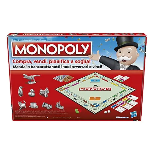 Hasbro Monopoly Classico Gioco Da Tavolo Per Famiglie E Bambini, Dagli 8 Anni In Su, Multicolore