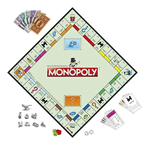 Hasbro Monopoly Classico Gioco Da Tavolo Per Famiglie E Bambini, Dagli 8 Anni In Su, Multicolore