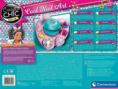 Clementoni- Crazy Chic-Cool Nails Set per Unghie Bambina, Multicolore, 18599