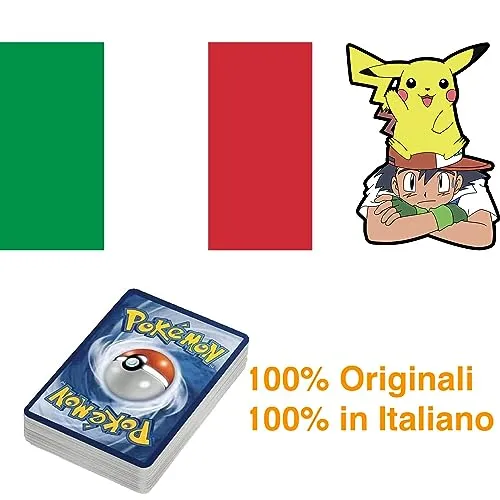 ABDA 60 Carte Pokemon Originali Italiane Assortite - Include Carte Luccicanti, Rare e alcune Bustine Protettive