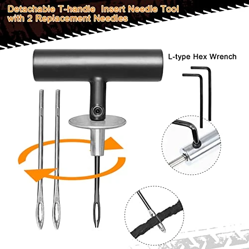 MAIKEHIGH 100 Pezzi Kit Riparazione Pneumatici Auto, Kit Riparazione Gomme, Ripara Gomme Tubeless Emergenza per Auto, Moto, Trattore, Camion, ATV, SUV