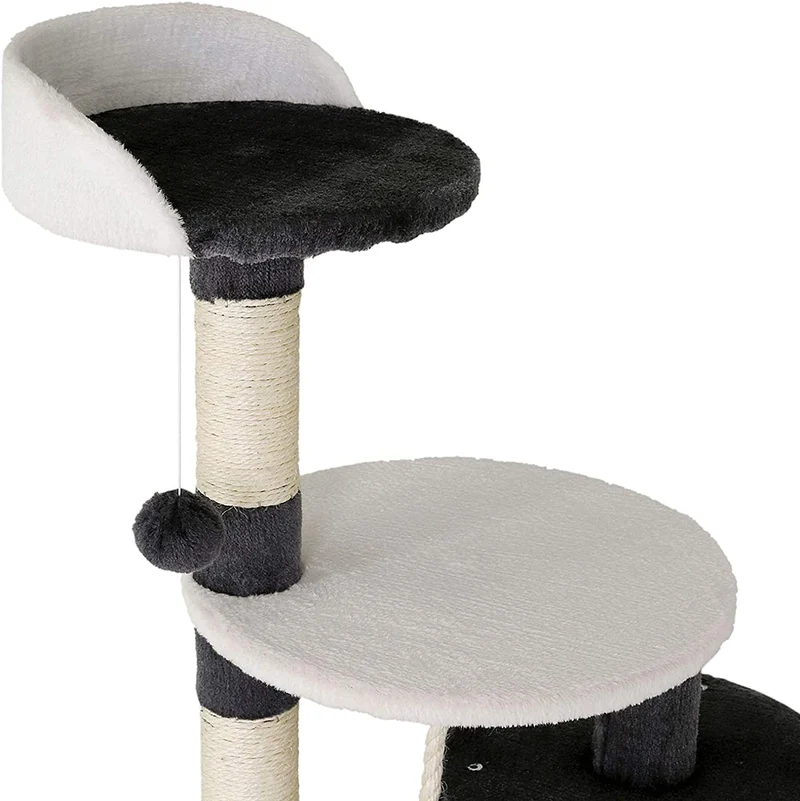 lionto Tiragraffi per Gatto Albero Tiragraffi Gatto Gioco Giocattolo Gatti Altezza 112 cm, Grigio/Bianco
