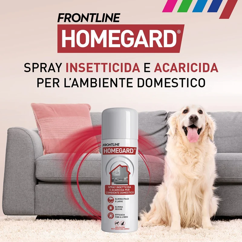 Frontline Homegard Spray Insetticida Confezione da 3 pezzi, Antipulci per Ambienti ad Azione Rapida, Protegge Mobili e Tessili di Casa, Elimina Pulci, Zecche, Uova e Larve fino a 6 Mesi, 3 per 250 ml