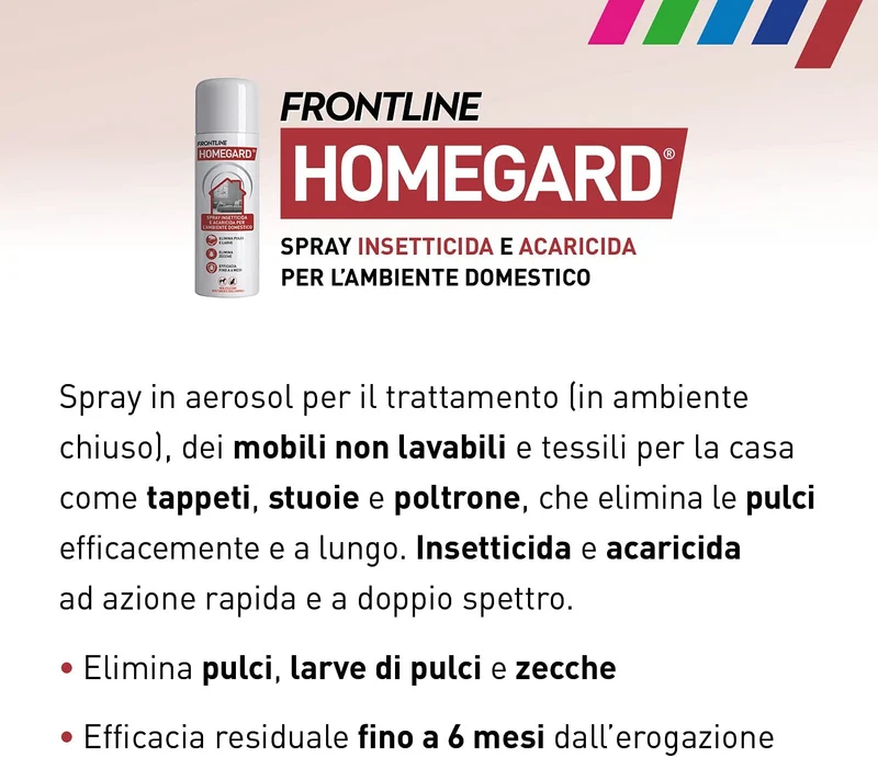 Frontline Homegard Spray Insetticida Confezione da 3 pezzi, Antipulci per Ambienti ad Azione Rapida, Protegge Mobili e Tessili di Casa, Elimina Pulci, Zecche, Uova e Larve fino a 6 Mesi, 3 per 250 ml