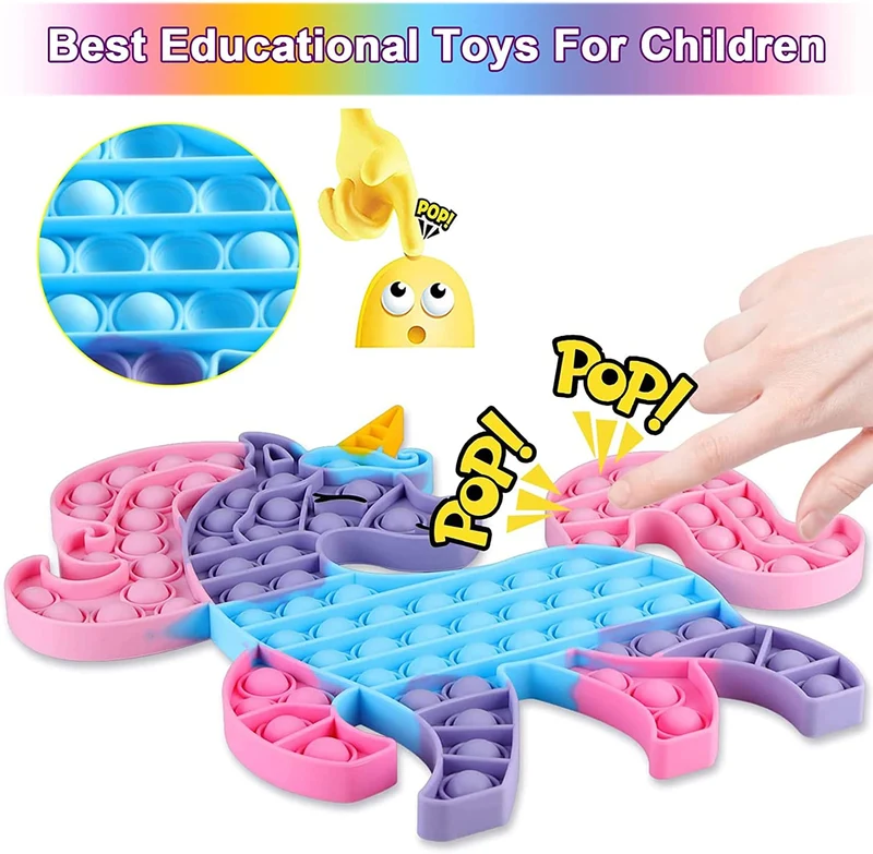 Pop It Unicorno,Poppit Fidget Toys Giochi per Bambini Popit Gioco Antistress Pop it Gigante Figet Spielzeug Poppit Regalo di Natale Adulti E Bambini