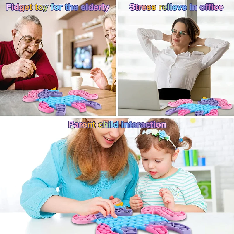 Pop It Unicorno,Poppit Fidget Toys Giochi per Bambini Popit Gioco Antistress Pop it Gigante Figet Spielzeug Poppit Regalo di Natale Adulti E Bambini