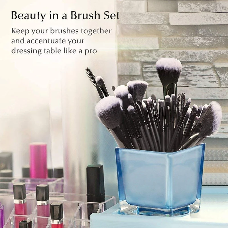 Set di pennelli da trucco, 32 pennelli professionali sintetici per trucco con custodia da viaggio (nero), eyeliner per ombretto, fondotinta, cipria per labbra e liquido per miscelare la crema