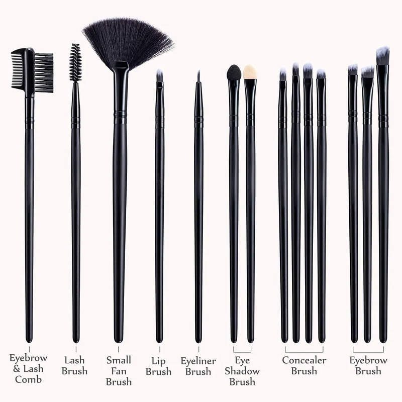 Set di pennelli da trucco, 32 pennelli professionali sintetici per trucco con custodia da viaggio (nero), eyeliner per ombretto, fondotinta, cipria per labbra e liquido per miscelare la crema