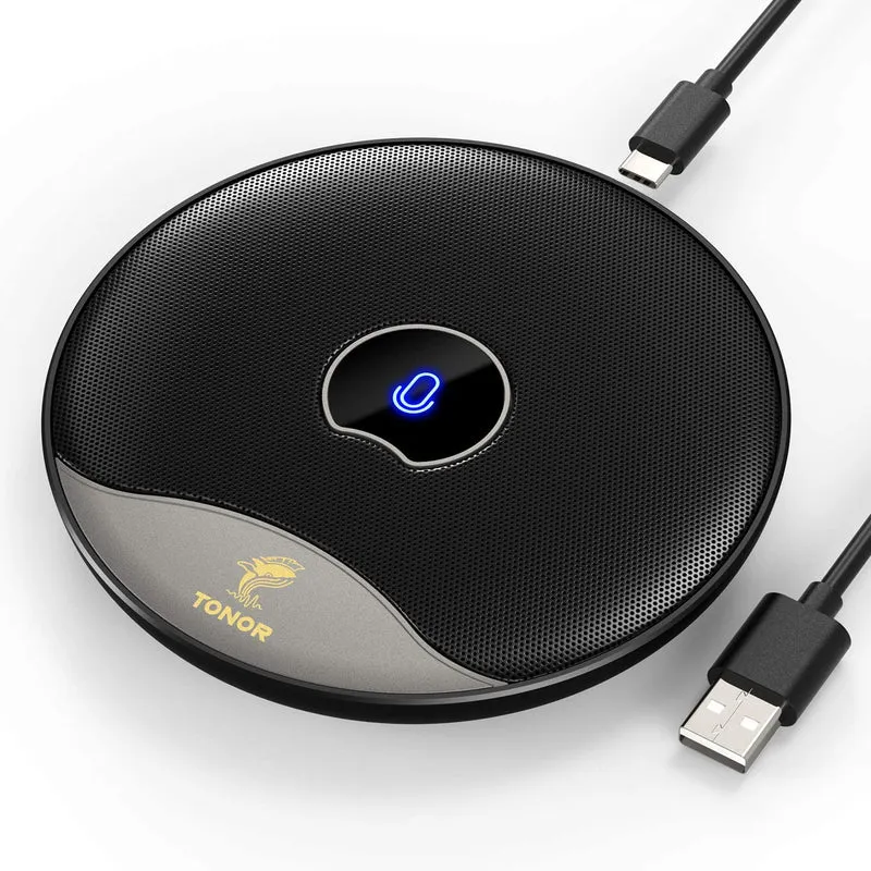 TONOR Microfono USB per Conferenze, Microfono Omnidirezionale a Condensatore per PC e Computer con Pulsante Muto per Riunioni/Lezioni Online, Chiamate Zoom, Chat Skype, Plug and Play (TM20)