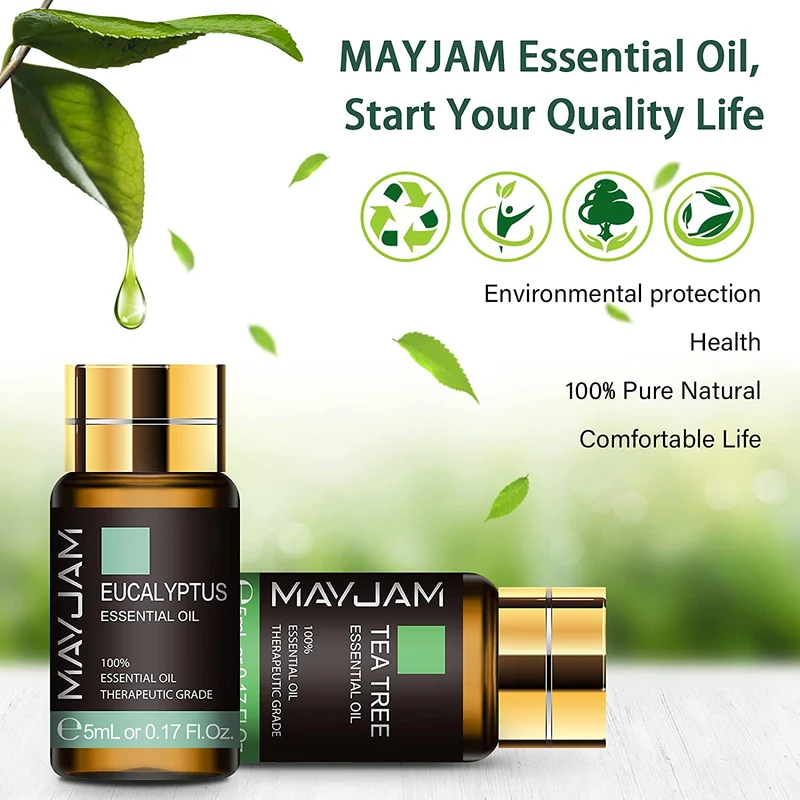 MAYJAM Set di Oli Essenziali 20 Pezzi, 100% Puro Gelsomino Lavanda Eucalipto Vaniglia Mastice Menta Legno di sandalo Ylang Rosa Bergamotto Tea Tree Cannella Geranio Patchouli Citronella e Altro