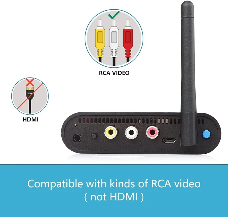 measy wireless av sender 8 canali audio video trasmettitore e ricevitore rca per lo streaming di audio video da satellite, dvd, lettori ect alla TV (AV24)