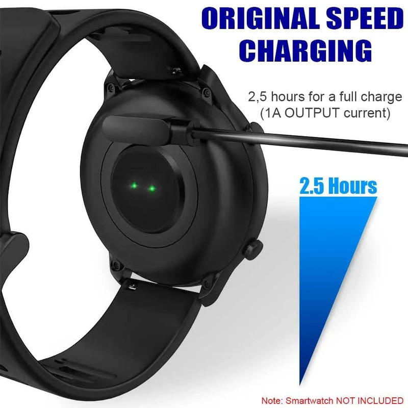 OcioDual Cavo di Ricarica USB 2.0 55cm Nero per Smartwatch YAM SW022 Ticwatch GTX/CXB01 Xiaomi Haylou RT LS05S