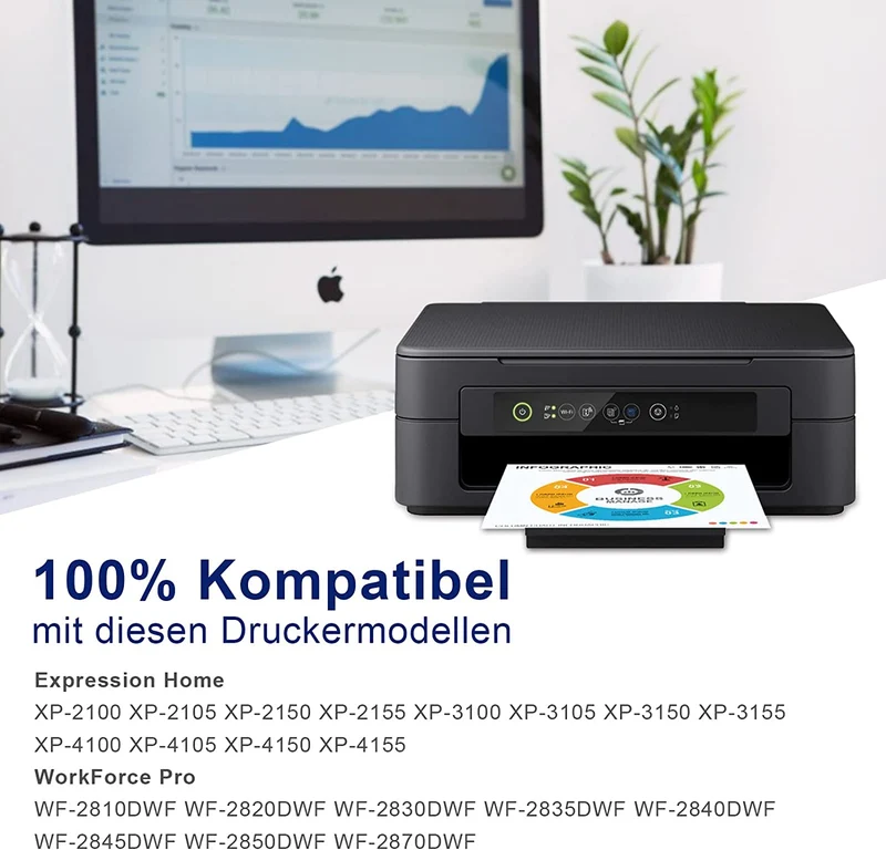 OINKWERE 603XL Cartucce Compatibil per Epson 603 XL Multipack per Workforce WF-2830 WF-2810 WF-2850 WF-2835 Expression Home XP-3100 XP-3105 XP-4100 XP-2100 XP-2105 (5-Pack)