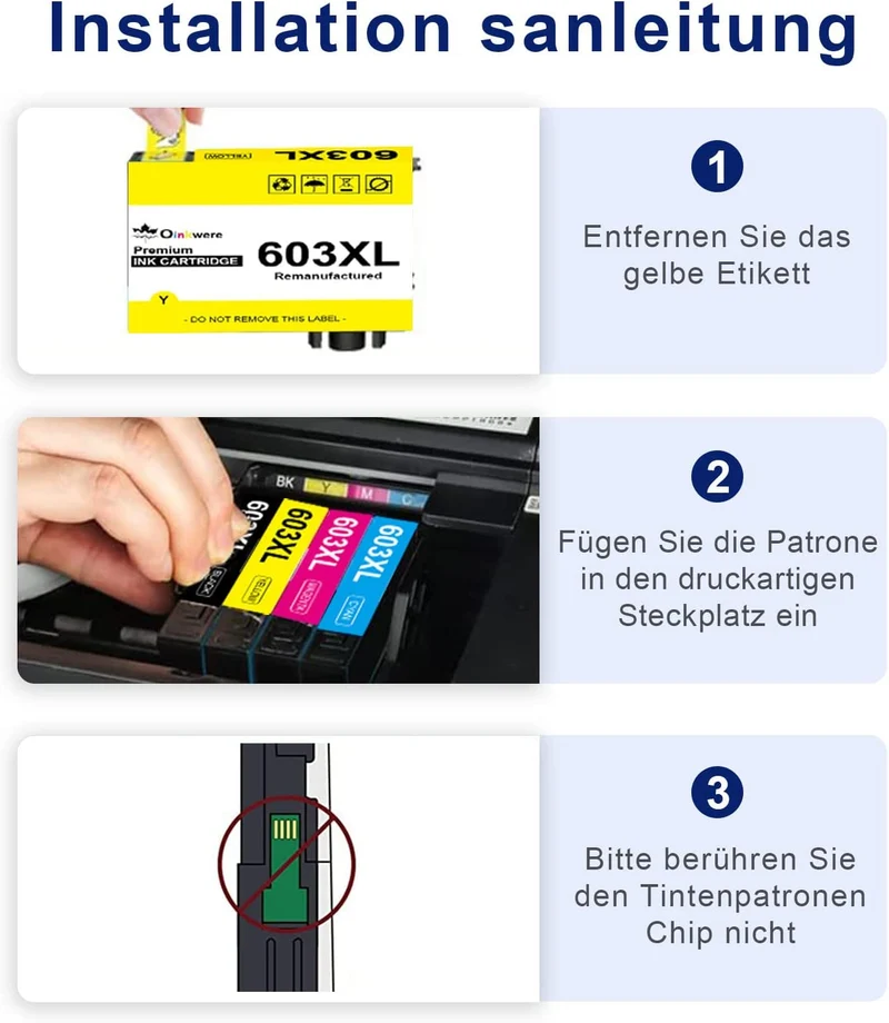 OINKWERE 603XL Cartucce Compatibil per Epson 603 XL Multipack per Workforce WF-2830 WF-2810 WF-2850 WF-2835 Expression Home XP-3100 XP-3105 XP-4100 XP-2100 XP-2105 (5-Pack)