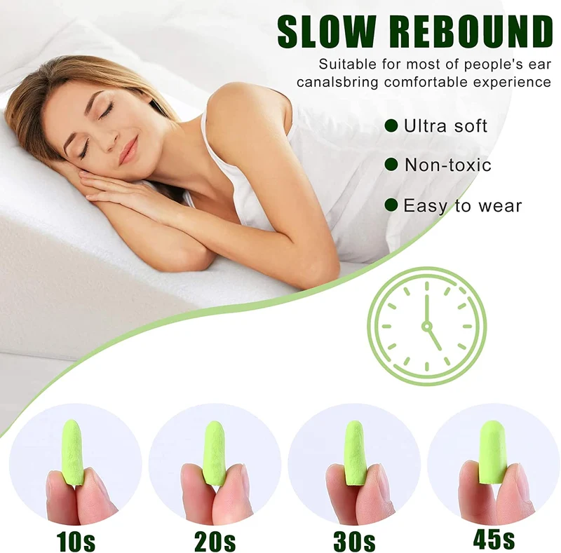 AiQInu Tappi Orecchie dormire, 60 Paia Tappi per le Orecchie 38dB SNR più alto,Super Morbido Tappi per Orecchie Antirumore, per Protezione Dell'udito, Russare