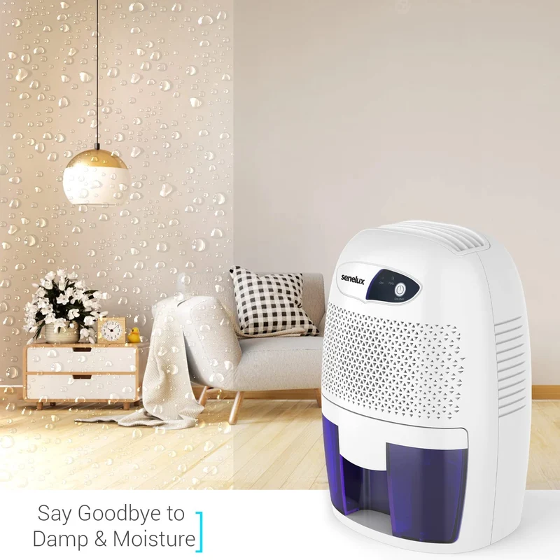 Senelux Potente mini deumidificatore portatile da 500 ml, ideale per ambienti piccoli, bagno, seminterrato, casa, camera da letto