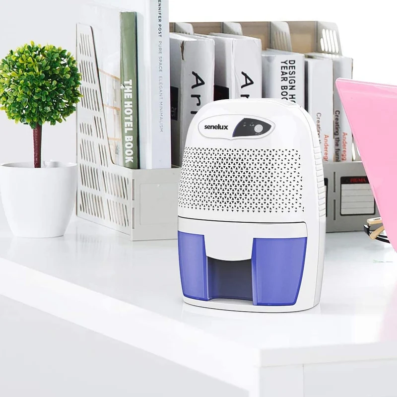 Senelux Potente mini deumidificatore portatile da 500 ml, ideale per ambienti piccoli, bagno, seminterrato, casa, camera da letto