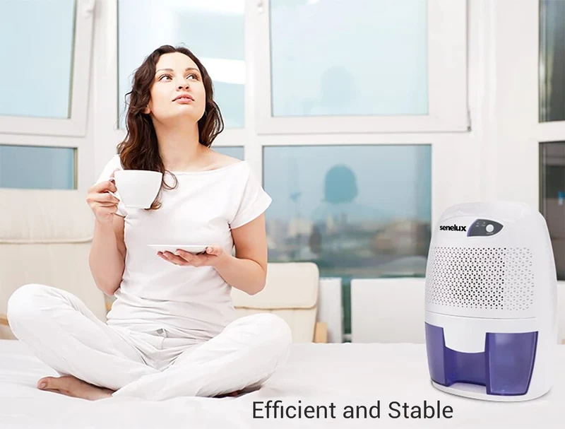 Senelux Potente mini deumidificatore portatile da 500 ml, ideale per ambienti piccoli, bagno, seminterrato, casa, camera da letto