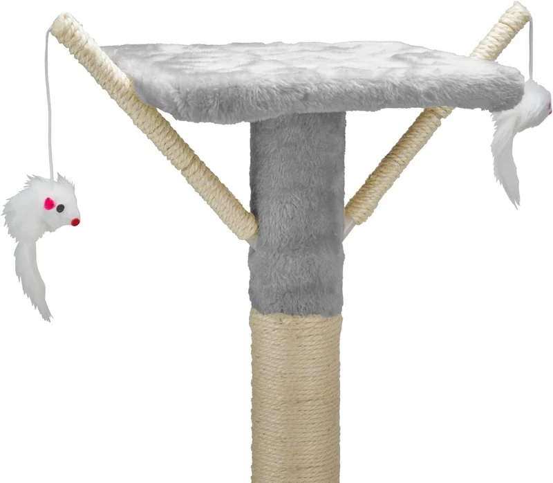 Tiragraffi Gatto albero 138cm con Cuccia per Gatti Albero Parco giochi gioco tira graffi per Gatto colore Grigio - AQPET