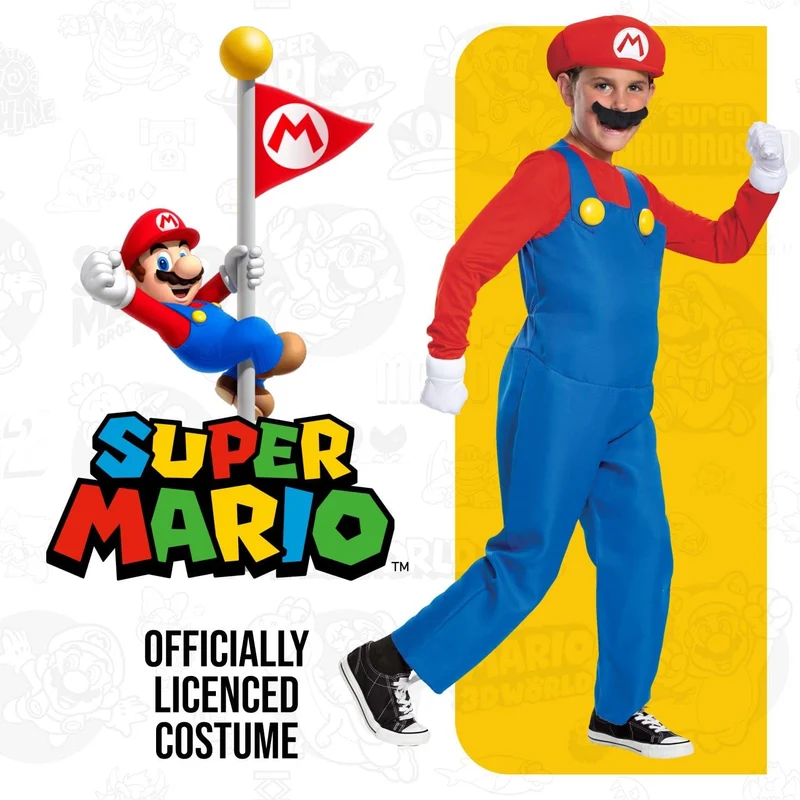 Super Mario Bros DISK10772K Deluxe Super Costume Bambini Nintendo, Medium
