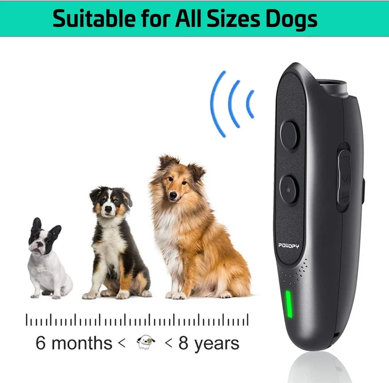 POIIOPY Antiabbaio Ultrasuoni per Cani, Dispositivo di Controllo dell'abbaio a ultrasuoni a frequenza variabile, Ricarica USB 2 in 1 per Il Controllo dell'abbaio, Nessuna Scossa elettrica