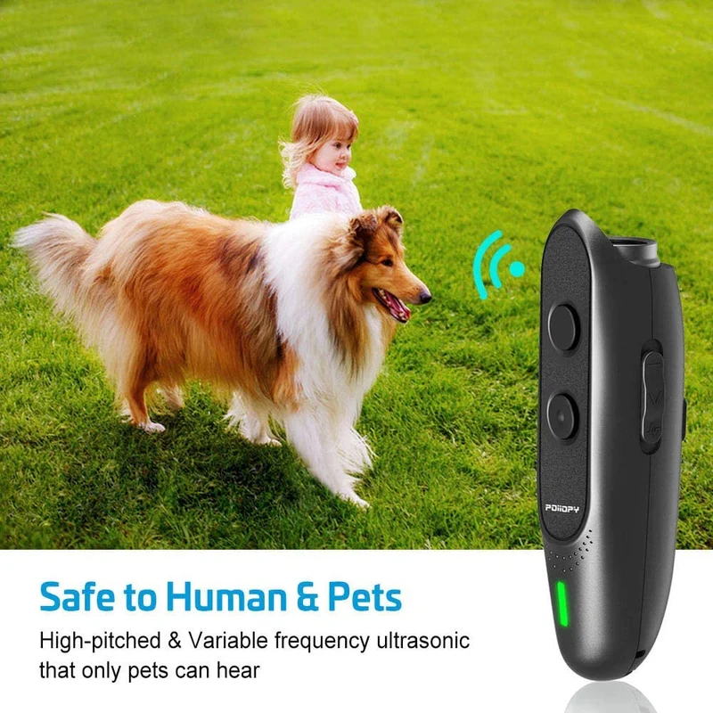 POIIOPY Antiabbaio Ultrasuoni per Cani, Dispositivo di Controllo dell'abbaio a ultrasuoni a frequenza variabile, Ricarica USB 2 in 1 per Il Controllo dell'abbaio, Nessuna Scossa elettrica