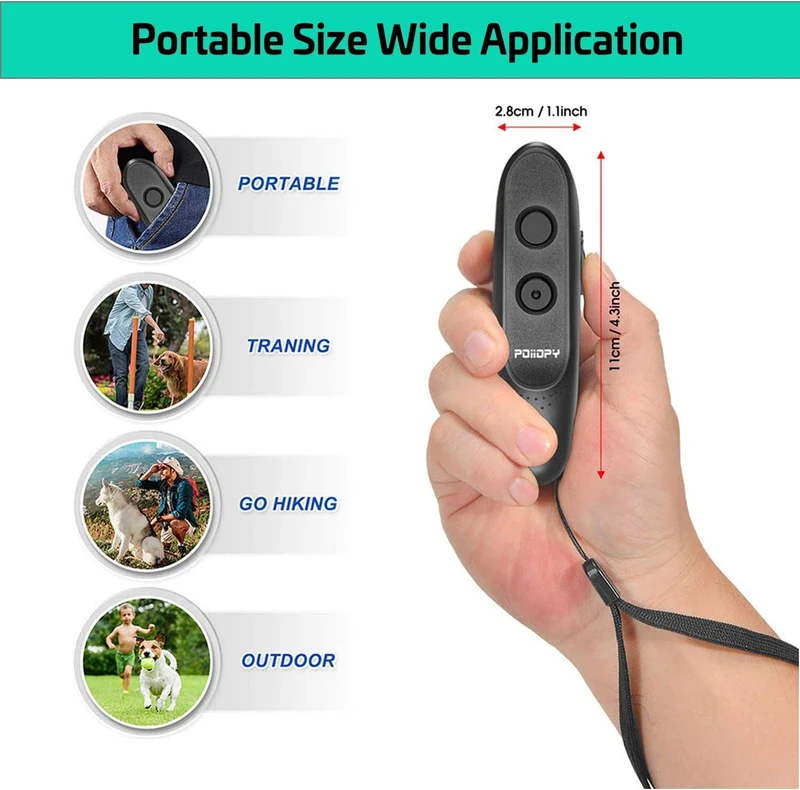 POIIOPY Antiabbaio Ultrasuoni per Cani, Dispositivo di Controllo dell'abbaio a ultrasuoni a frequenza variabile, Ricarica USB 2 in 1 per Il Controllo dell'abbaio, Nessuna Scossa elettrica