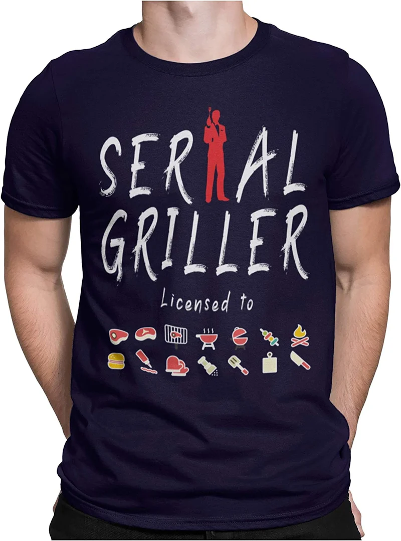 STAMPATEK Maglietta Serial Griller T-Shirt Barbecue Grigliata Idea Regalo Maglia Uomo Divertente Manica Corta con Scritte