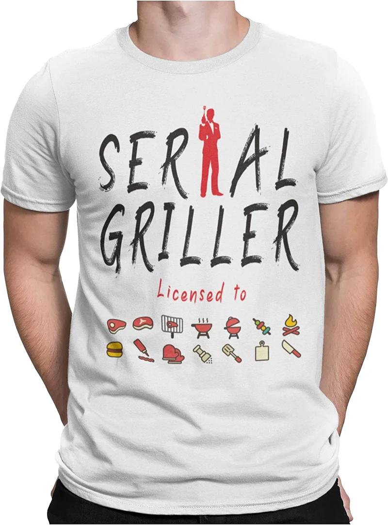 STAMPATEK Maglietta Serial Griller T-Shirt Barbecue Grigliata Idea Regalo Maglia Uomo Divertente Manica Corta con Scritte