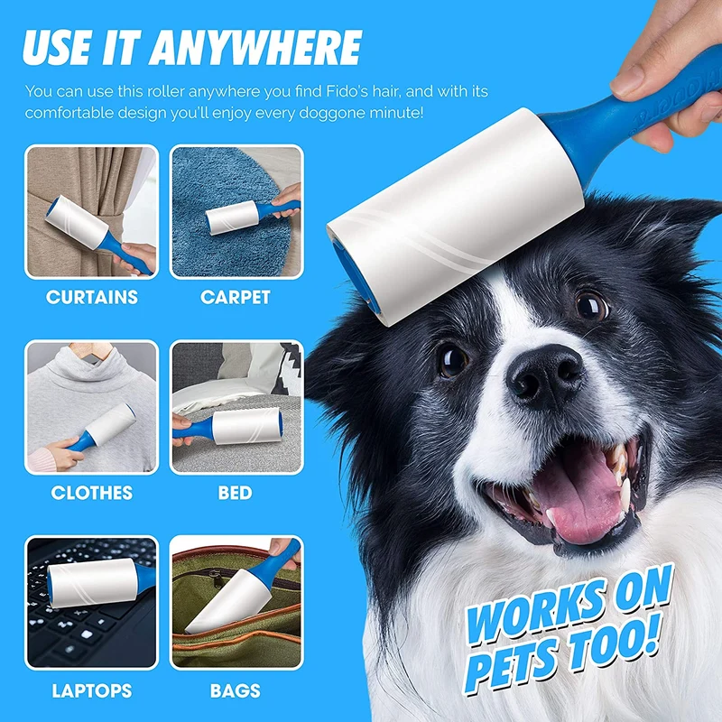 PetLovers Rullo stick mega value extra appiccicoso Set 450 fogli per rimozione peli di animali domestici, rimozione di lanugine per cani e gatti 5 pezzi