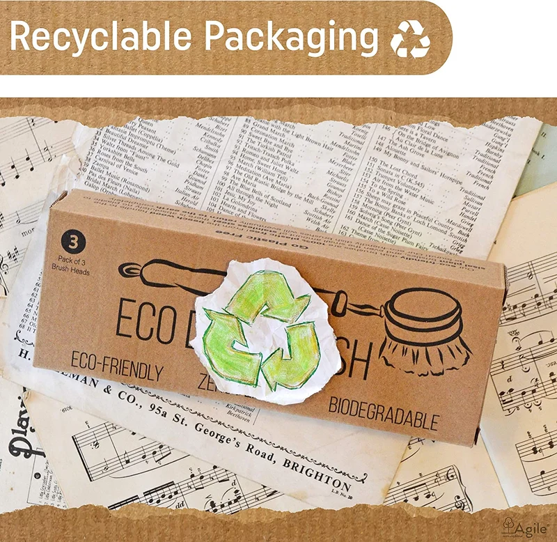 Spazzola Piatti Eco-friendly - Spazzola per Piatti e Set di Spugne - Con 3 Testine Intercambiabili e Spugna per la Puliza della Casa, Spazzola Lavapiatti, Agile Home & Garden