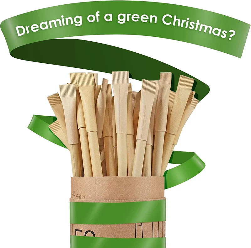 Penne Ecologiche Un Regalo - Ecologico e Sostenibile, Set di Penne Nere Riciclate, Prodotto Eco-Friendly, Confezione da 50 Eco Penne, Agile Home & Garden