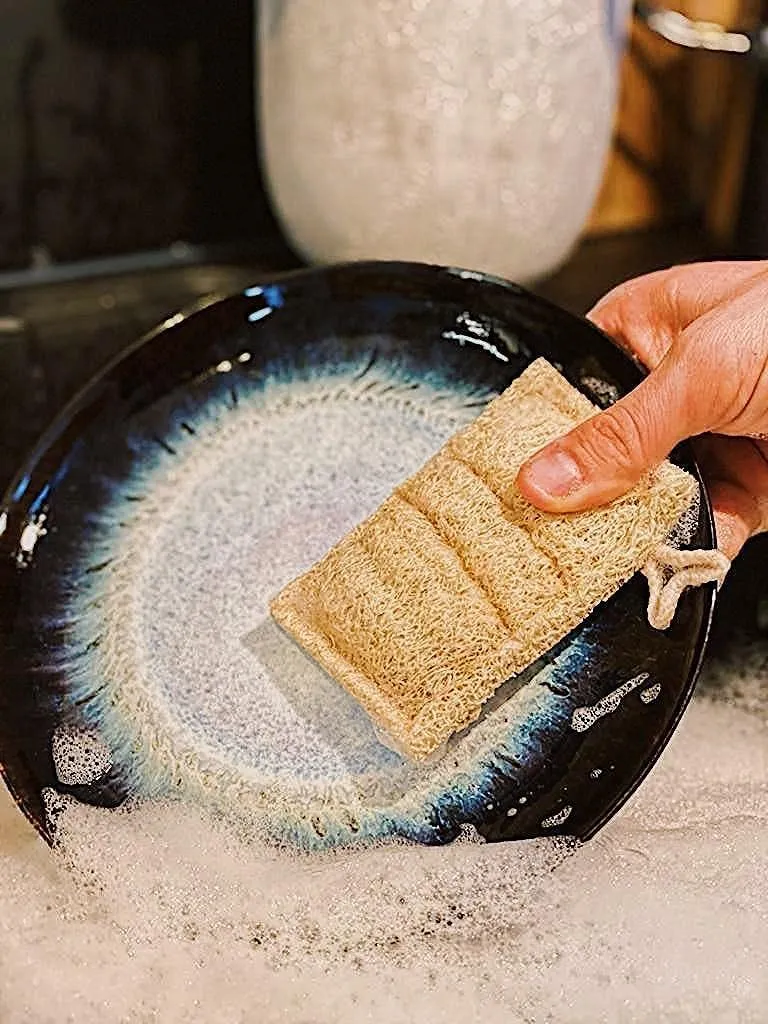Luffa - Spugna da cucina sostenibile [set da 3 pezzi] – 100% biodegradabile, ecologica, lavabile, senza plastica