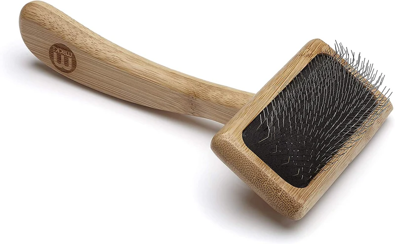 Mikki Spazzola Con Dentini Per Pelo Morto In Bambù, Per Pelo Medio/Lungo/Riccio, Per Cani E Gatti, Realizzato Con Bambù Sostenibile, Per Rimuovere Grovigli E Nodi Dal Pelo, Piccolo - 60 g