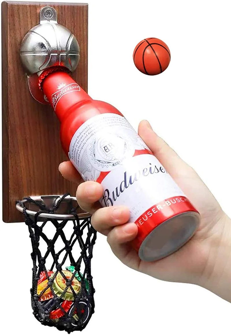 BelonLink Apribottiglie da Parete, Cavatappi a Muro da Legno con Stile Retrò, vintage creativo Cappello da basket, C'è un Piccolo Cestino per il Tappo, Buon Regalo per Padre e Amici