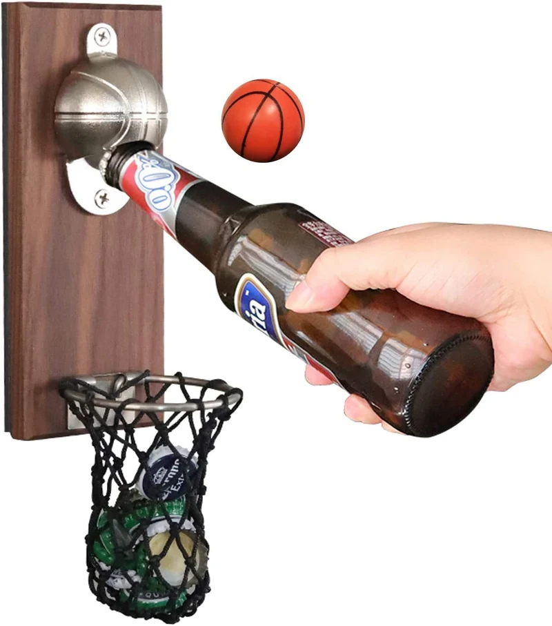 BelonLink Apribottiglie da Parete, Cavatappi a Muro da Legno con Stile Retrò, vintage creativo Cappello da basket, C'è un Piccolo Cestino per il Tappo, Buon Regalo per Padre e Amici