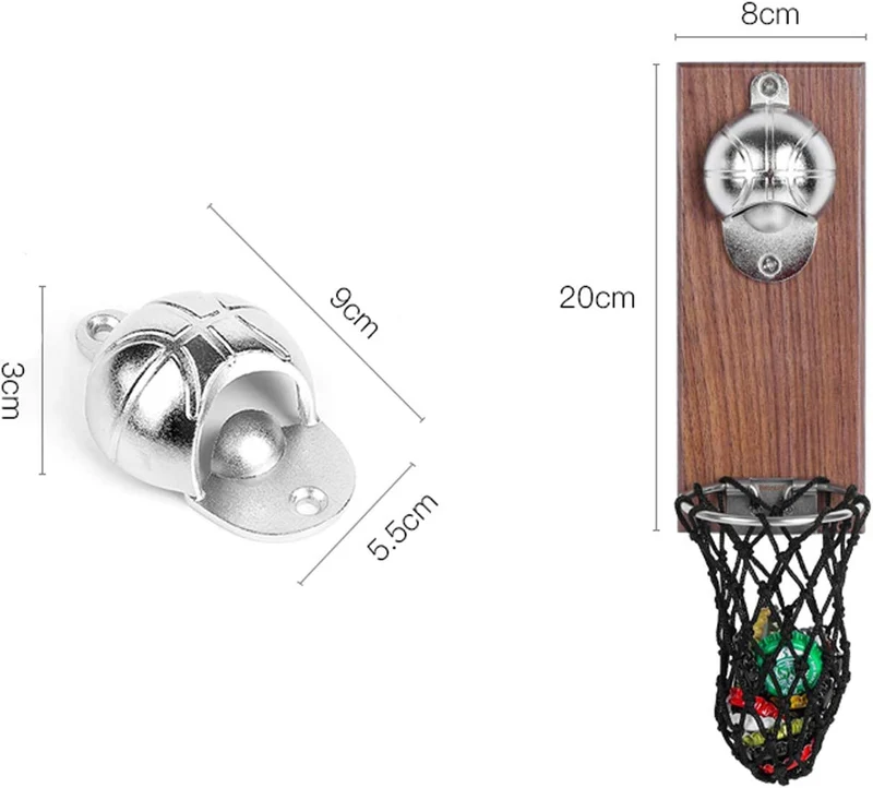 BelonLink Apribottiglie da Parete, Cavatappi a Muro da Legno con Stile Retrò, vintage creativo Cappello da basket, C'è un Piccolo Cestino per il Tappo, Buon Regalo per Padre e Amici