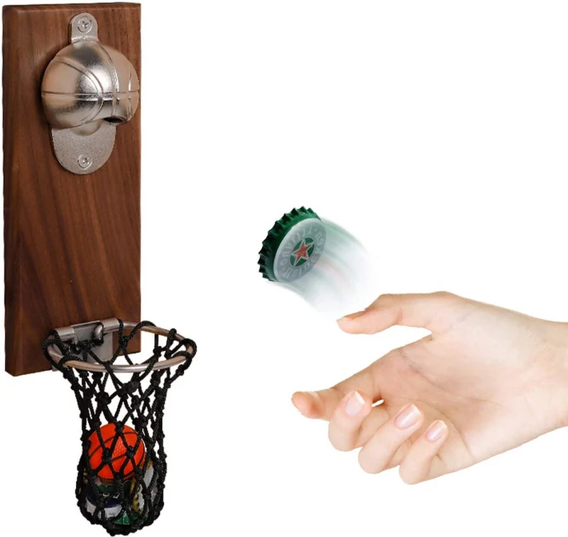 BelonLink Apribottiglie da Parete, Cavatappi a Muro da Legno con Stile Retrò, vintage creativo Cappello da basket, C'è un Piccolo Cestino per il Tappo, Buon Regalo per Padre e Amici